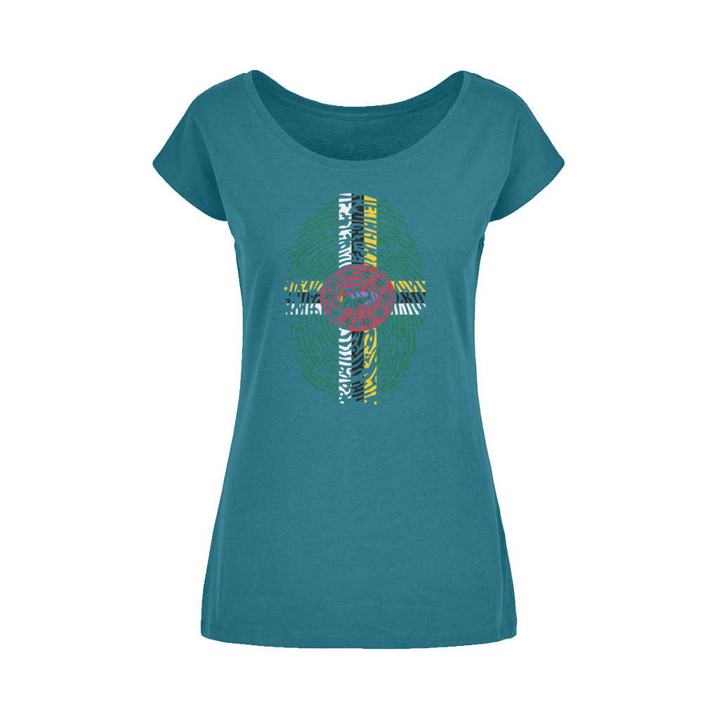 Dominica Fingerprint Wide Neck Womens T-Shirt XS-5XL