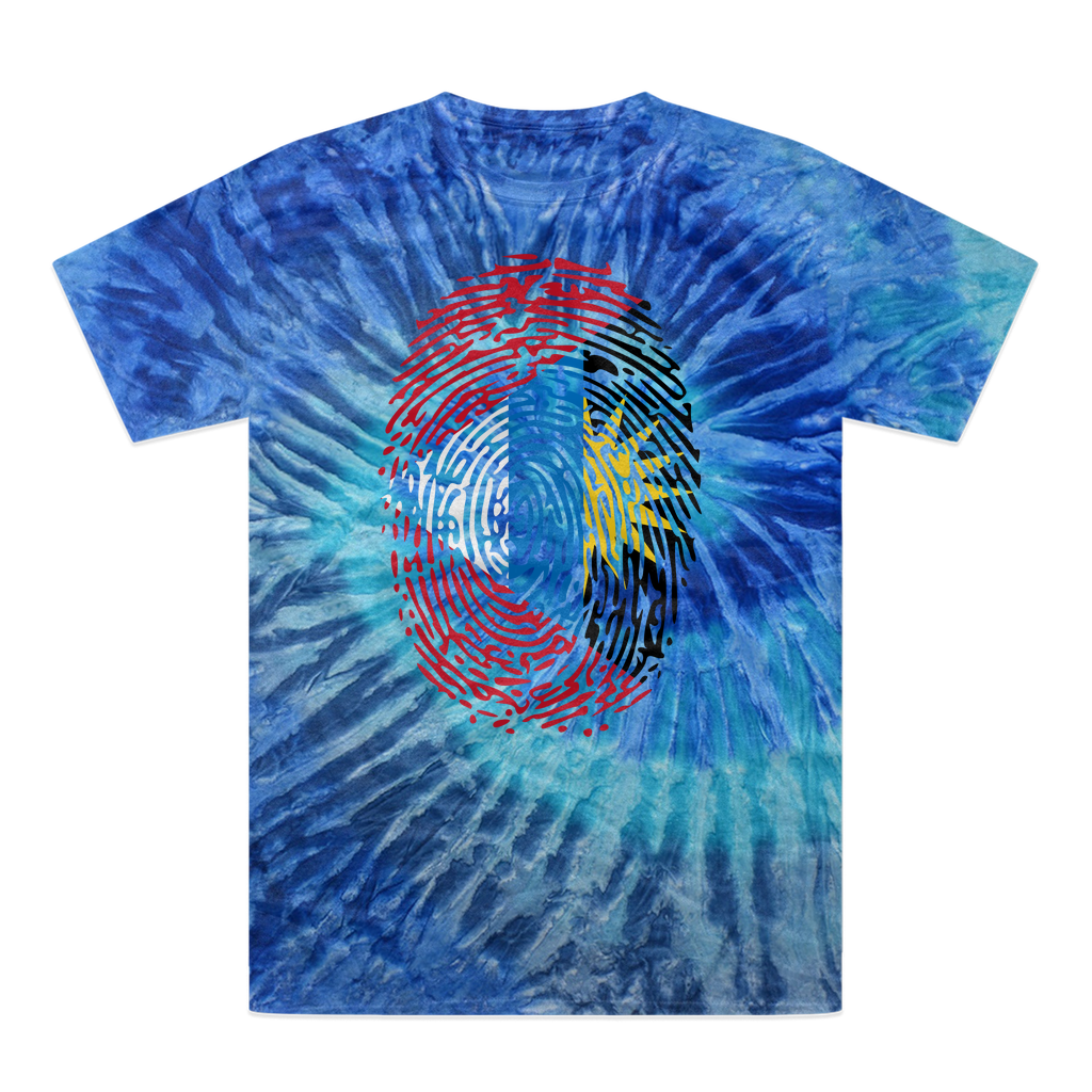 Antigua and Barbuda-Fingerprint Tie-Dye T-Shirt