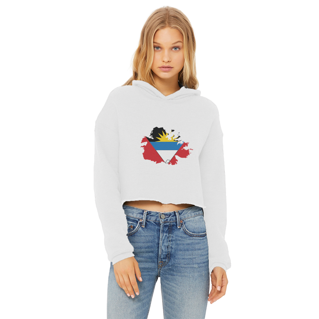 ANTIGUA AND BARBUDA Ladies Cropped Raw Edge Hoodie