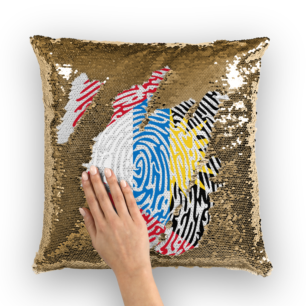 Antigua and Barbuda-Fingerprint Sequin Cushion Cover