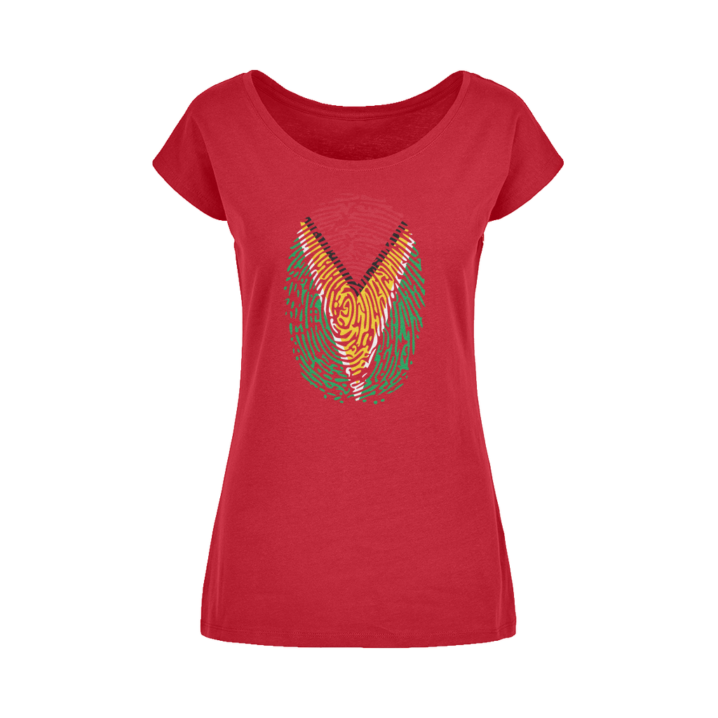 Guyana-Fingerprint Wide Neck Womens T-Shirt XS-5XL