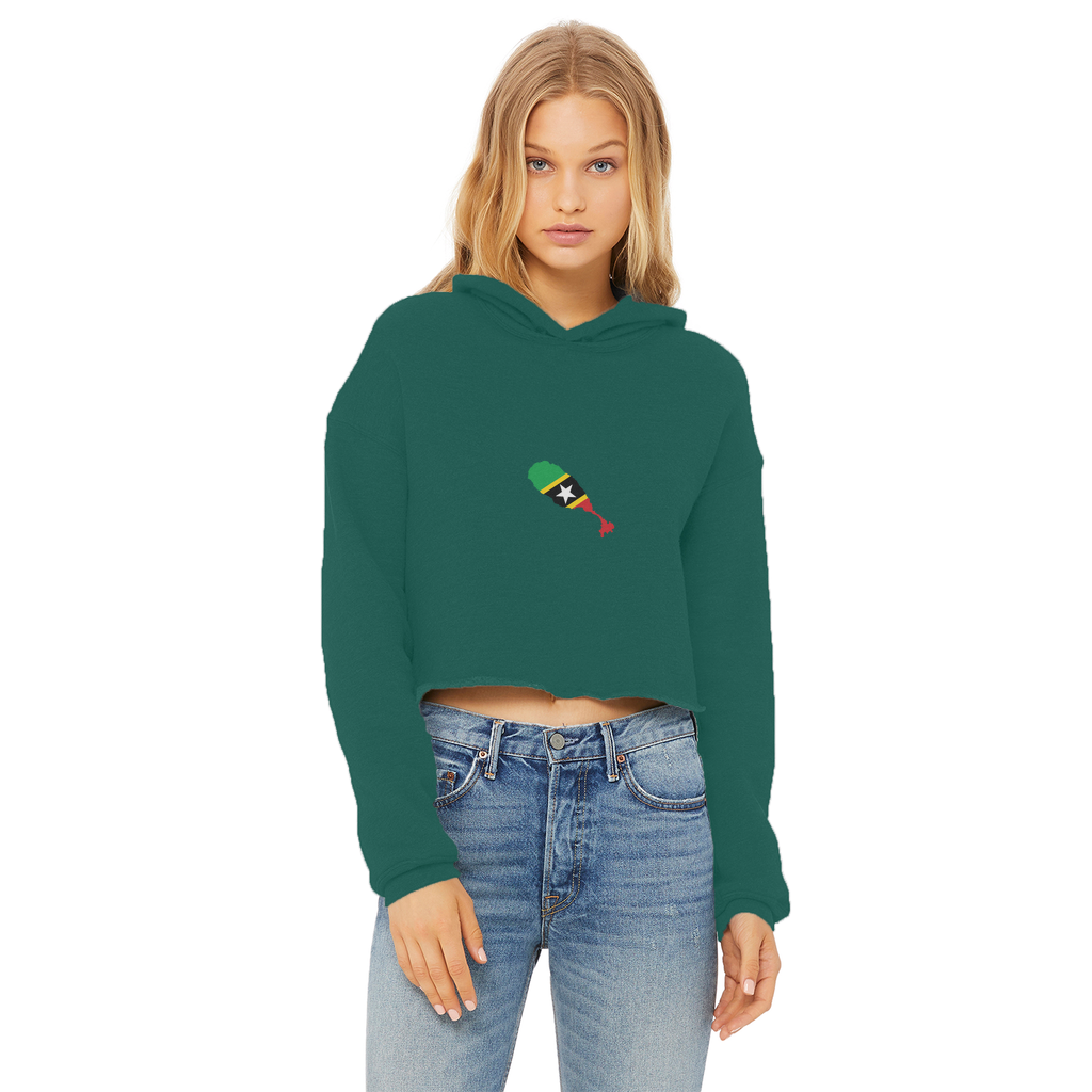 ST. KITTS & NEVIS Ladies Cropped Raw Edge Hoodie