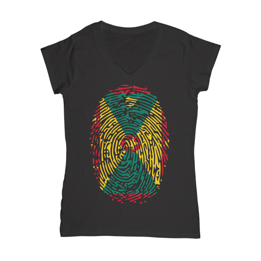 Grenada Fingerprint Classic Women's V-Neck T-Shirt