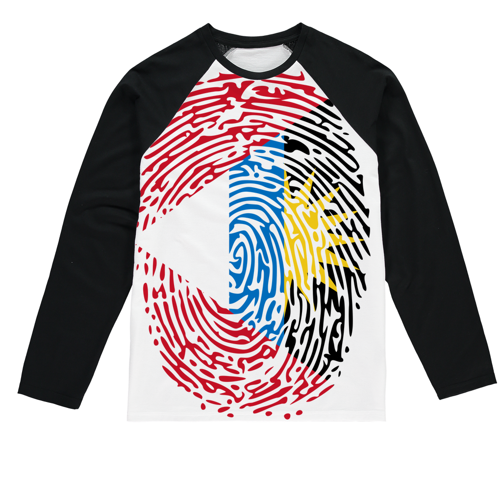 Antigua and Barbuda-Fingerprint Sublimation Baseball Long Sleeve T-Shirt