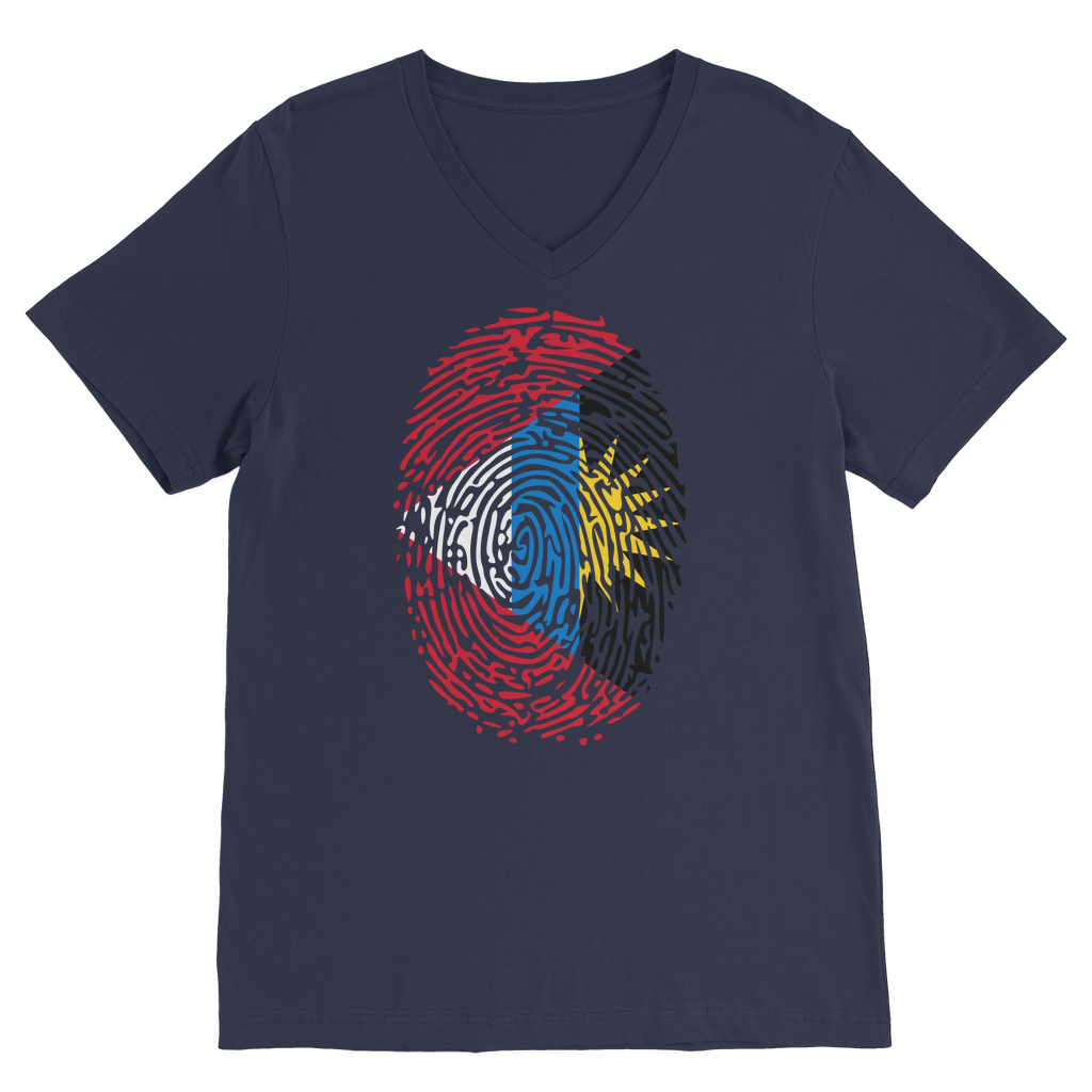 Antigua and Barbuda-Fingerprint Premium V-Neck T-Shirt