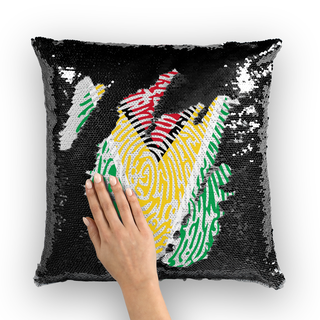 Guyana-Fingerprint Sequin Cushion Cover