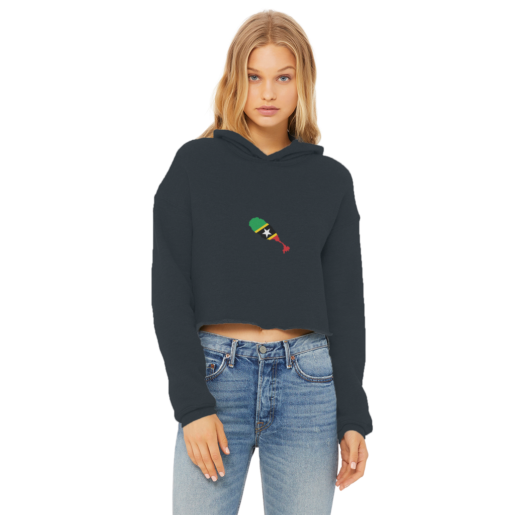 ST. KITTS & NEVIS Ladies Cropped Raw Edge Hoodie