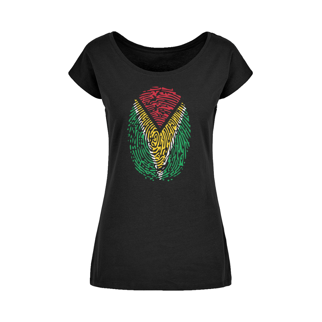 Guyana-Fingerprint Wide Neck Womens T-Shirt XS-5XL