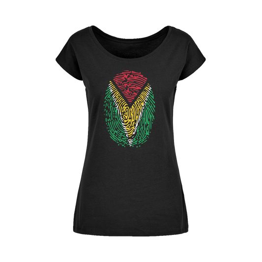 Guyana-Fingerprint Wide Neck Womens T-Shirt XS-5XL