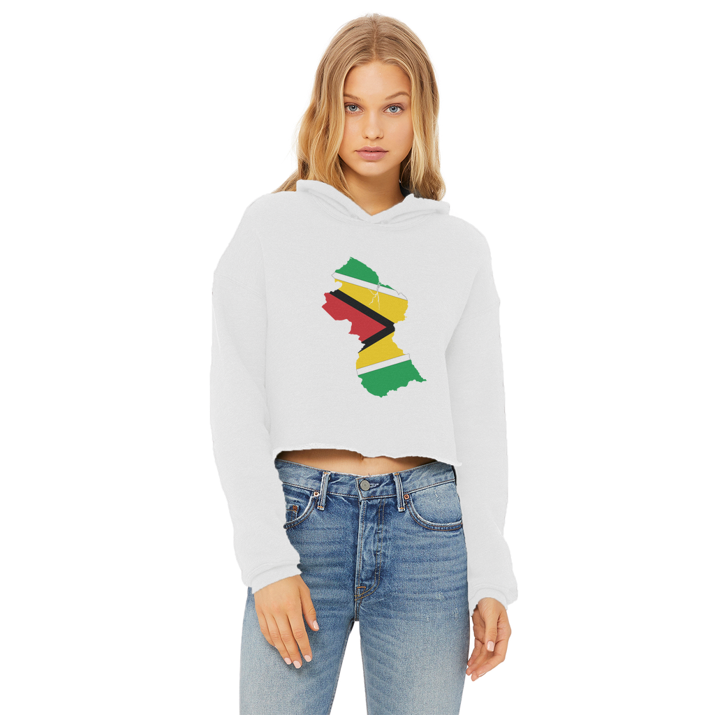 GUYANA Ladies Cropped Raw Edge Hoodie