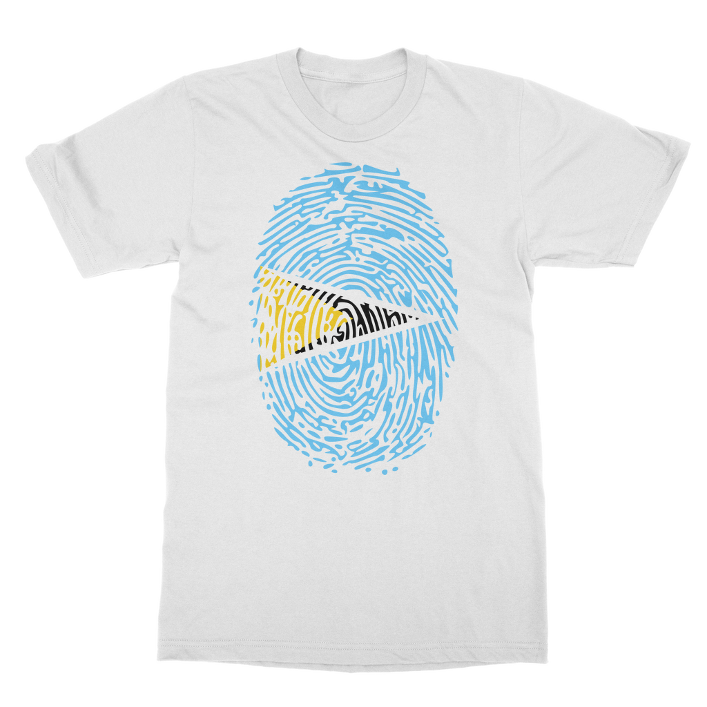 Saint Lucia Fingerprint Classic Heavy Cotton Adult T-Shirt