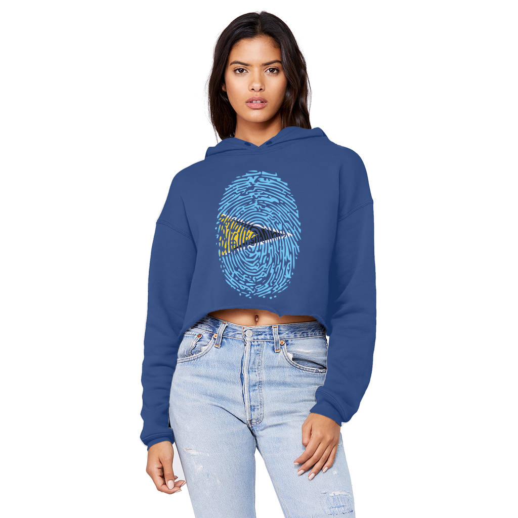 Saint Lucia Fingerprint Cropped Raw Edge Boyfriend Hoodie