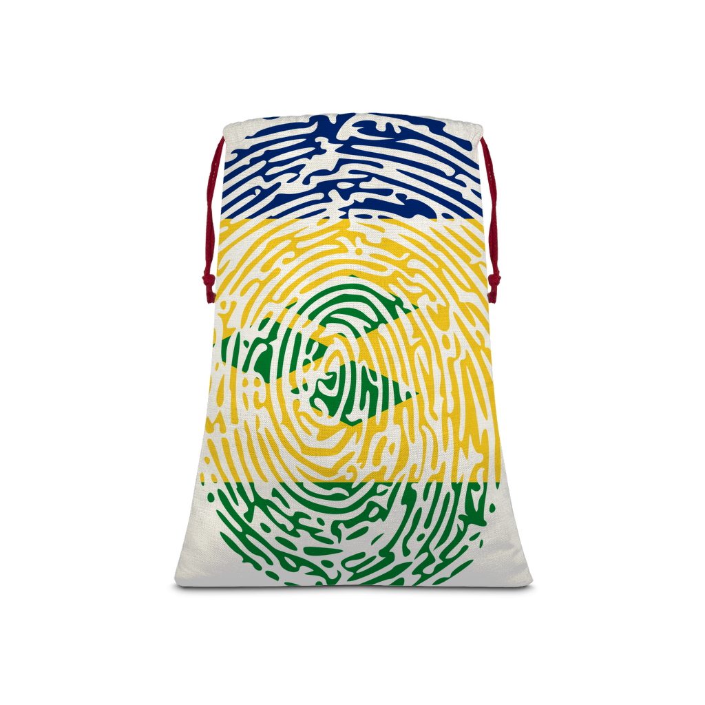 St Vincent and the Grenadines-Fingerprint Sublimation Linen Drawstring Sack