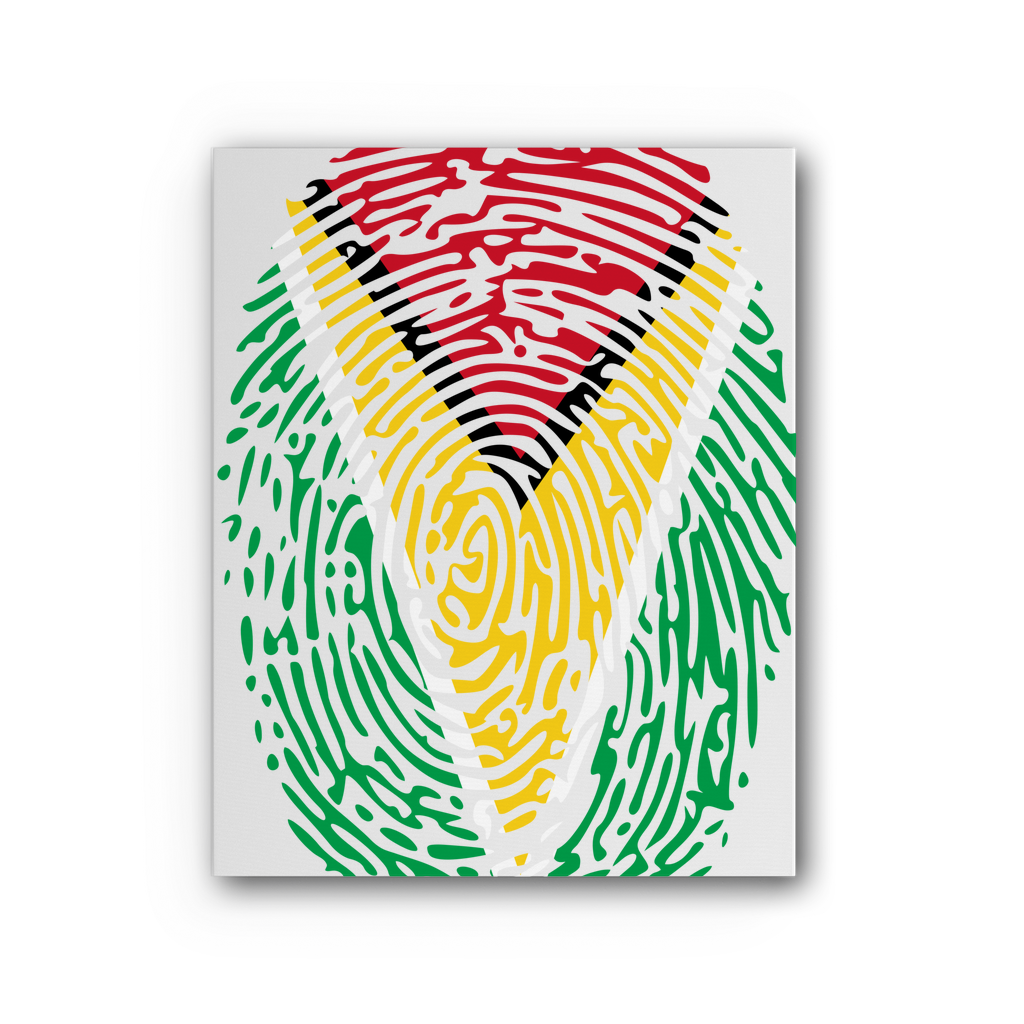 Guyana-Fingerprint Premium Stretched Canvas