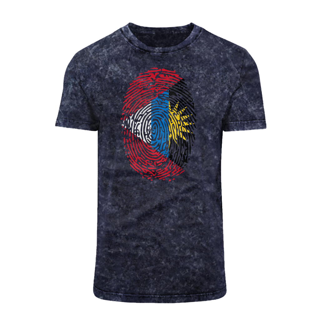 Antigua and Barbuda-Fingerprint Acid Washed T-Shirt