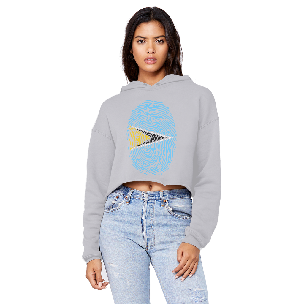 Saint Lucia Fingerprint Cropped Raw Edge Boyfriend Hoodie