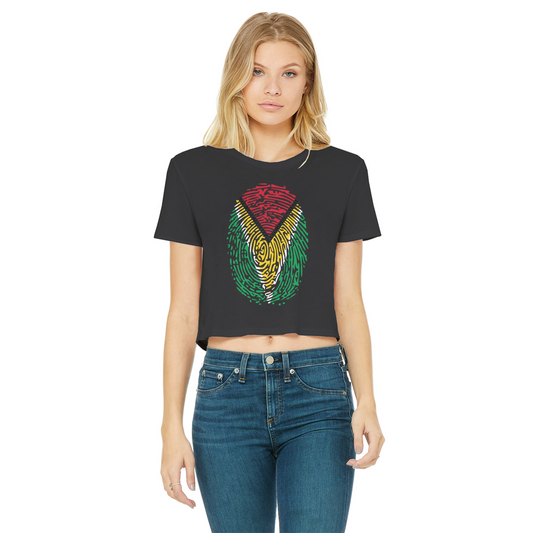 Guyana-Fingerprint Classic Women's Cropped Raw Edge T-Shirt