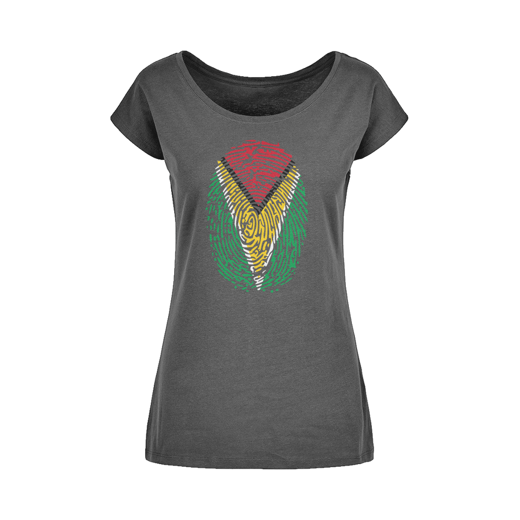 Guyana-Fingerprint Wide Neck Womens T-Shirt XS-5XL