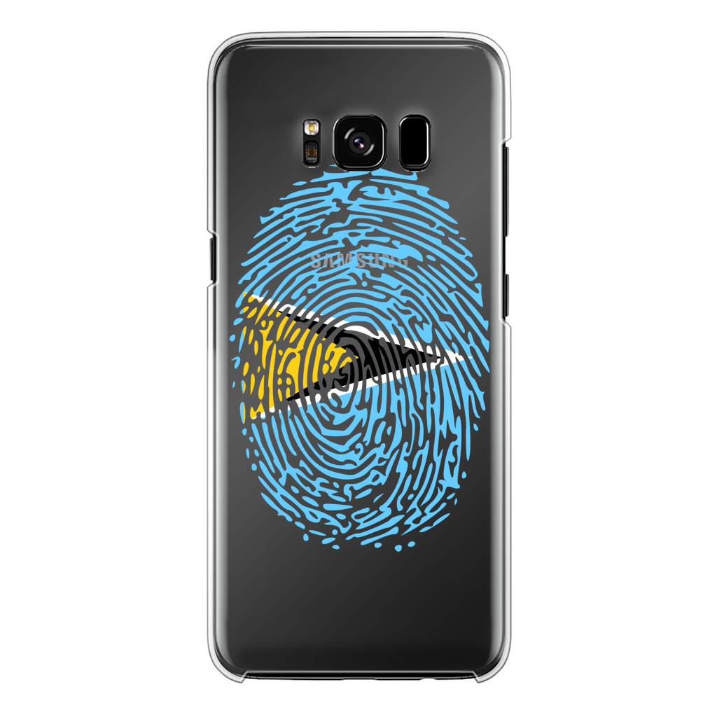 Saint Lucia Fingerprint Back Printed Transparent Hard Phone Case