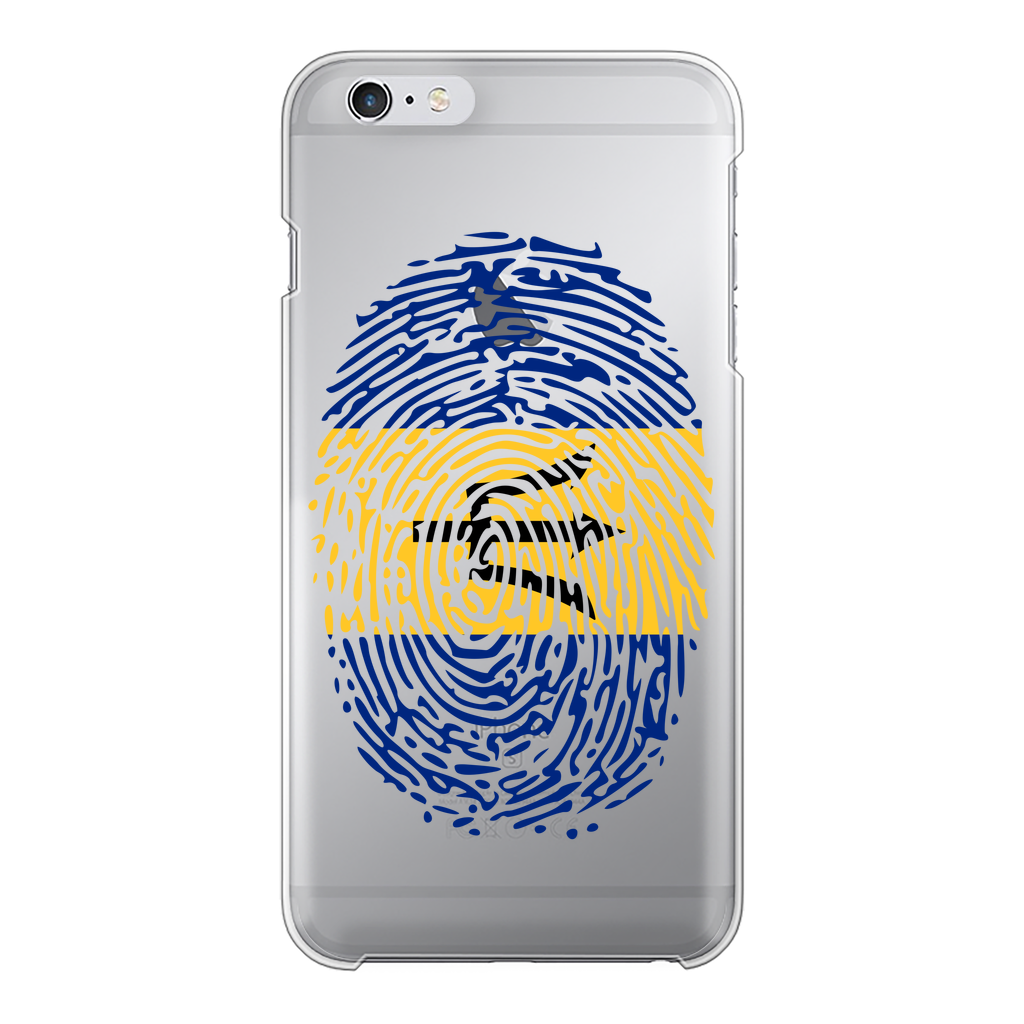 Barbados-Fingerprint Back Printed Transparent Hard Phone Case