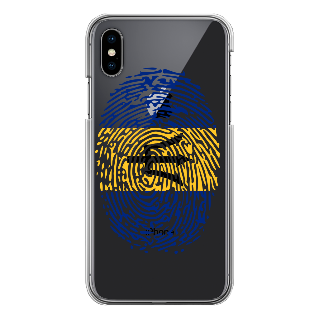 Barbados-Fingerprint Back Printed Transparent Hard Phone Case