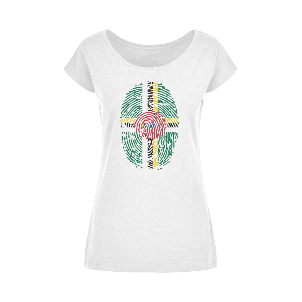 Dominica Fingerprint Wide Neck Womens T-Shirt XS-5XL