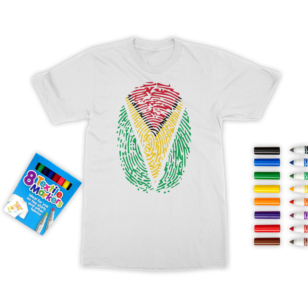 Guyana-Fingerprint Colouring T-Shirt