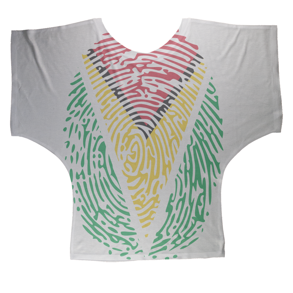 Guyana-Fingerprint Sublimation Batwing Top