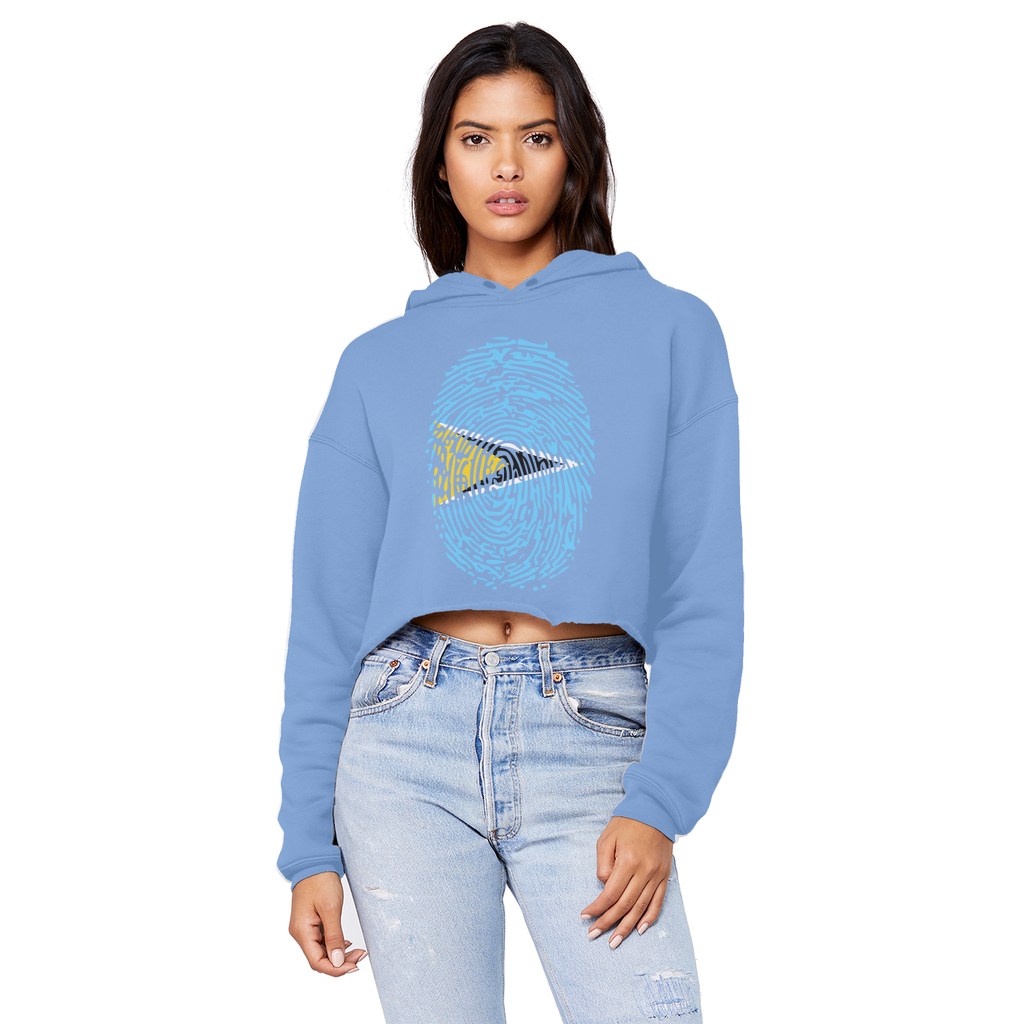 Saint Lucia Fingerprint Cropped Raw Edge Boyfriend Hoodie