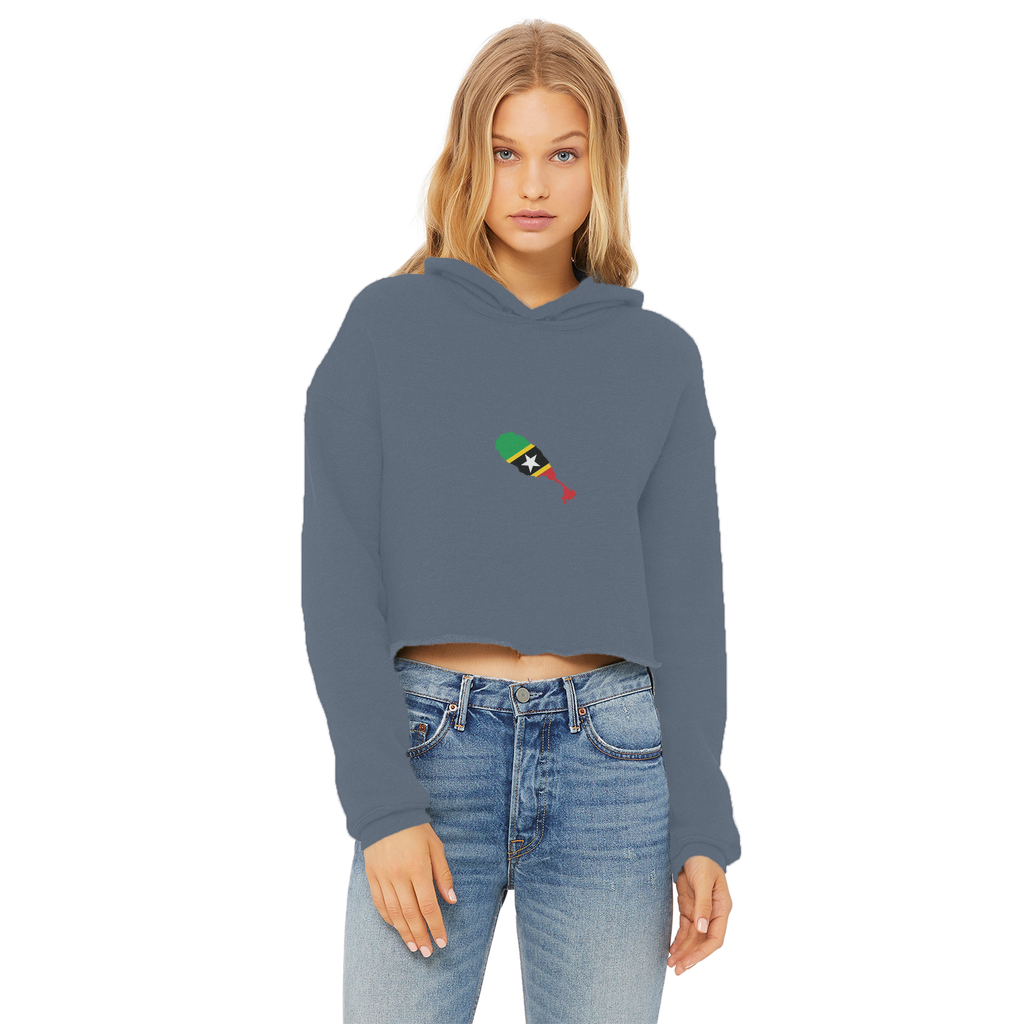 ST. KITTS & NEVIS Ladies Cropped Raw Edge Hoodie