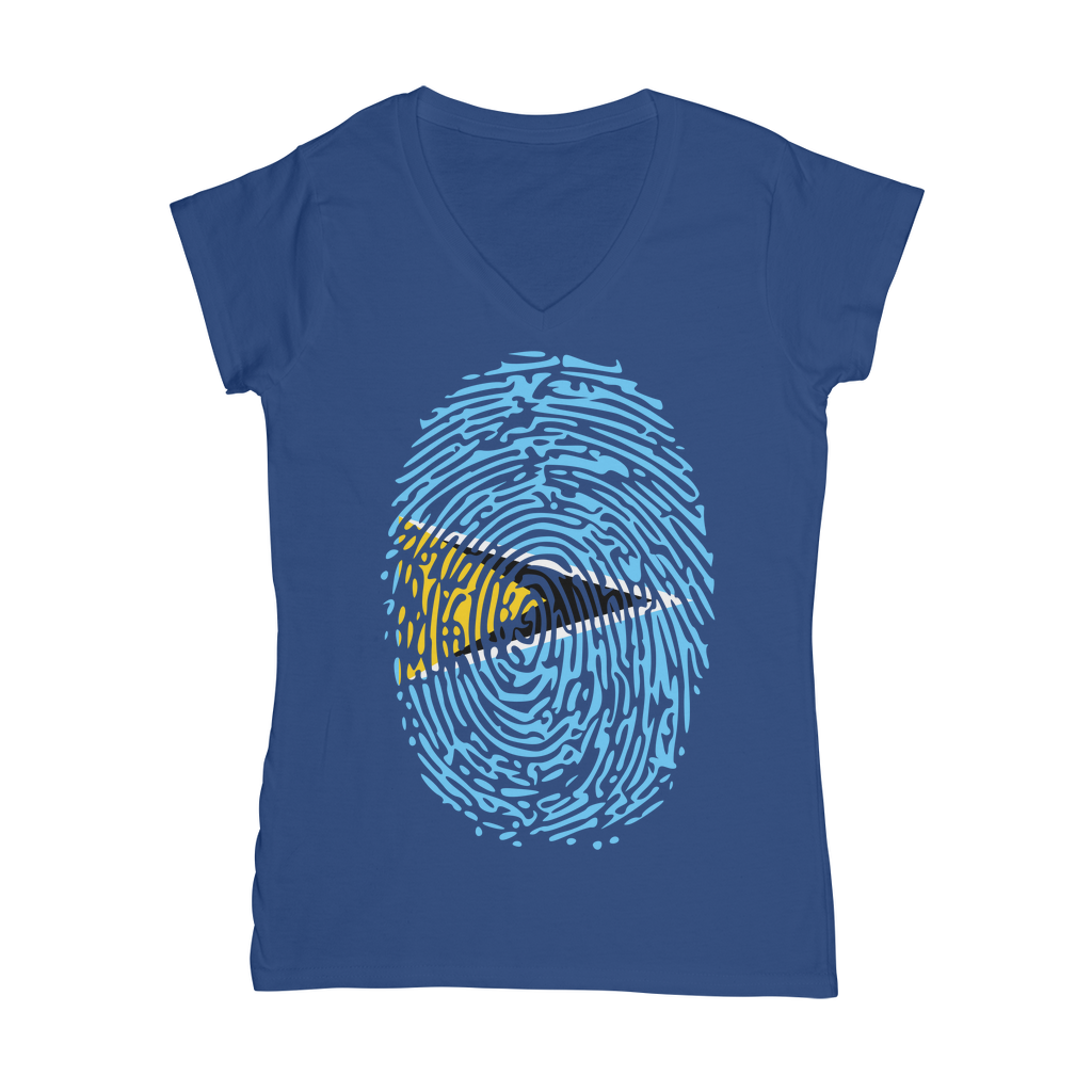 Saint Lucia Fingerprint Classic Women's V-Neck T-Shirt