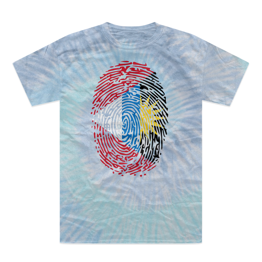 Antigua and Barbuda-Fingerprint Tie-Dye T-Shirt