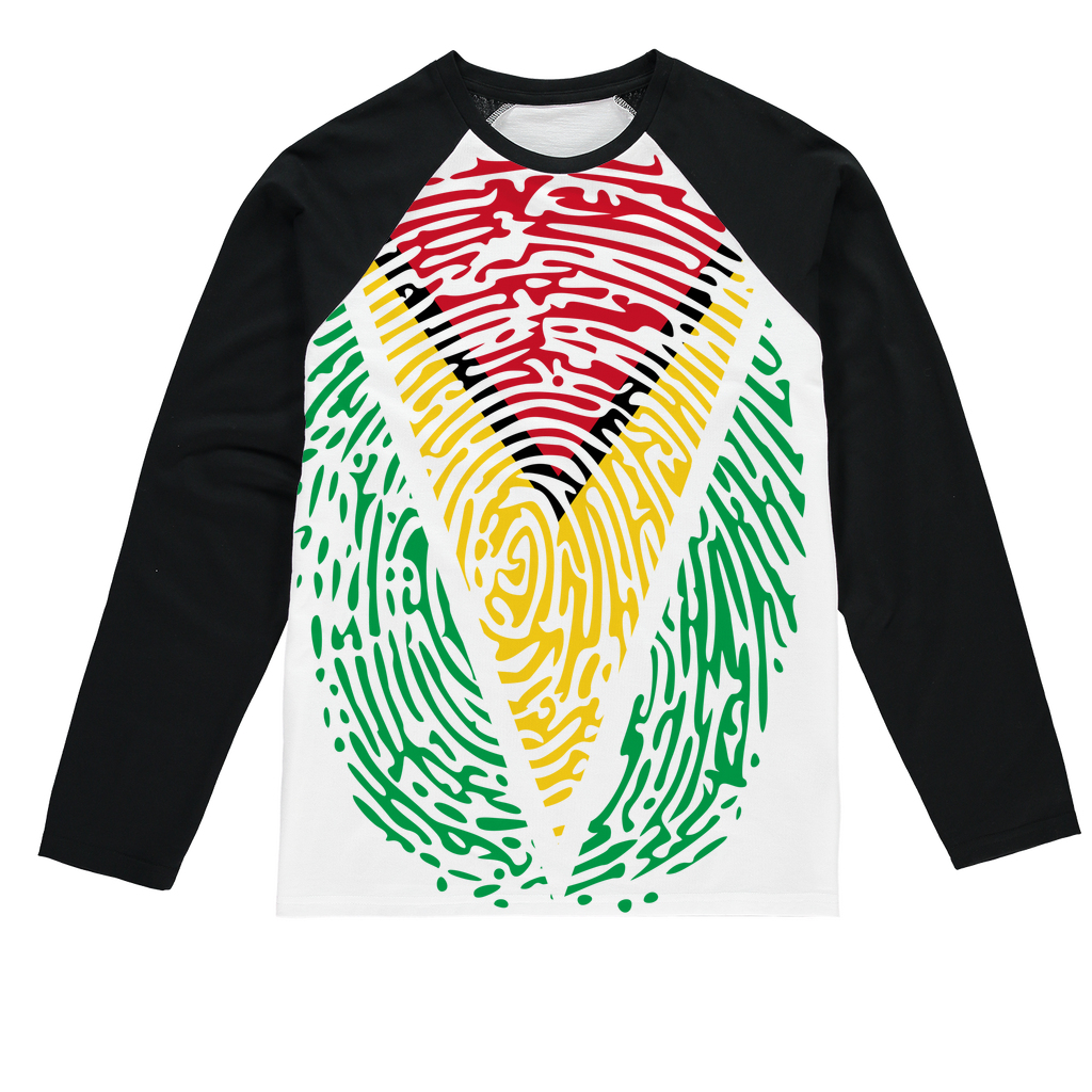 Guyana-Fingerprint Sublimation Baseball Long Sleeve T-Shirt
