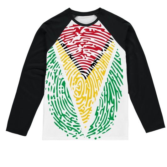 Guyana-Fingerprint Sublimation Baseball Long Sleeve T-Shirt