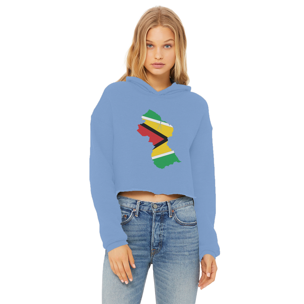 GUYANA Ladies Cropped Raw Edge Hoodie