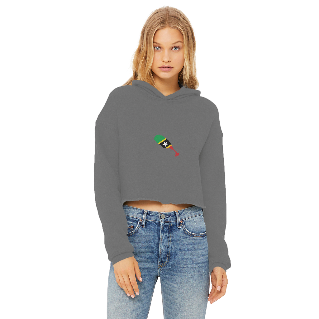 ST. KITTS & NEVIS Ladies Cropped Raw Edge Hoodie