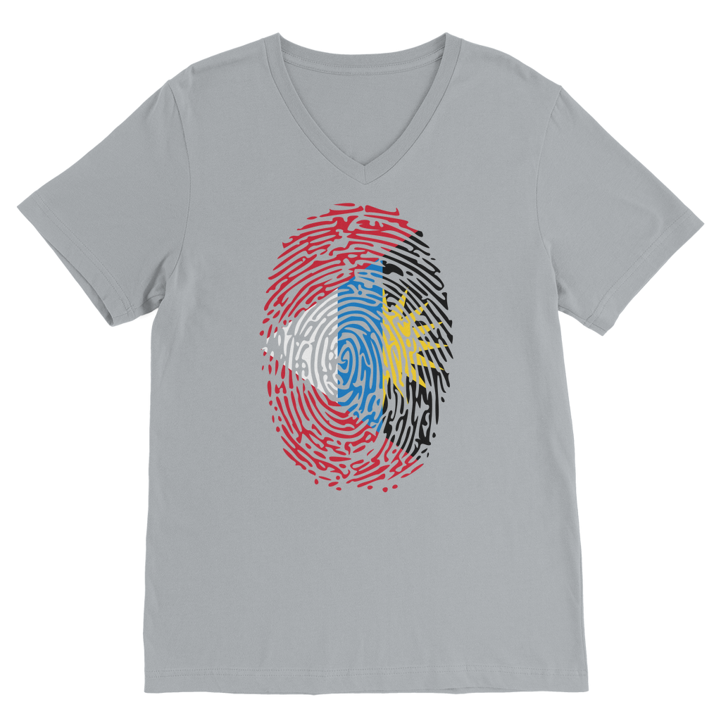 Antigua and Barbuda-Fingerprint Classic V-Neck T-Shirt