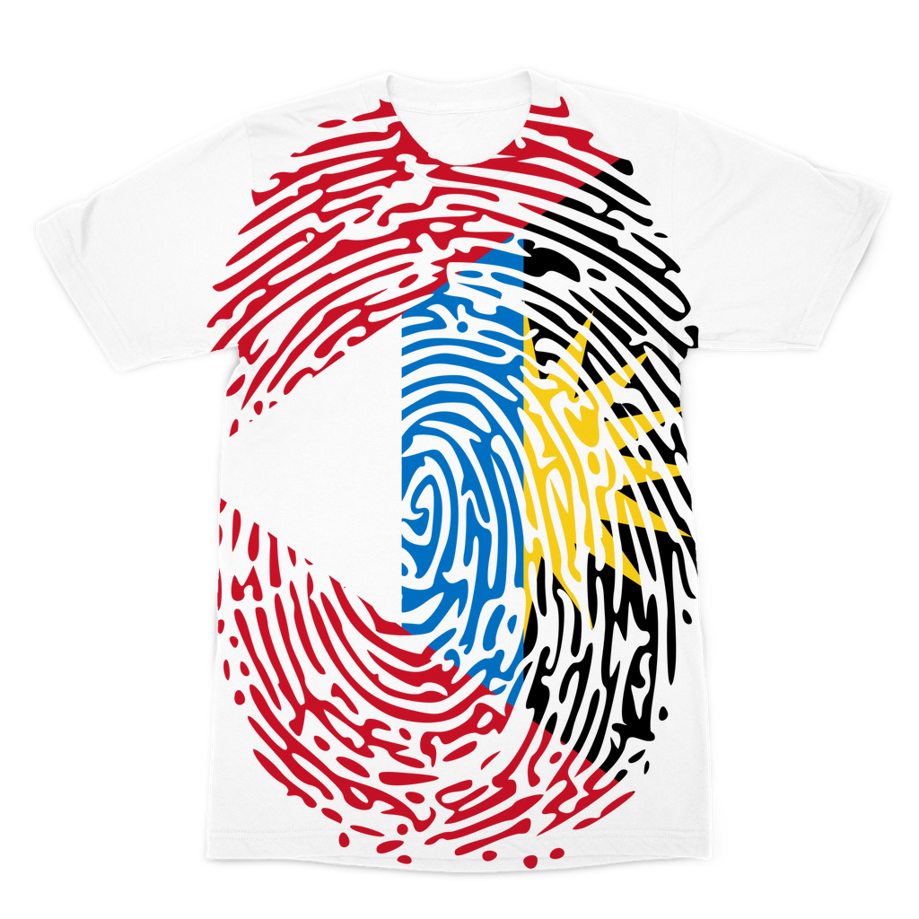 Antigua and Barbuda-Fingerprint Premium Sublimation Adult T-Shirt