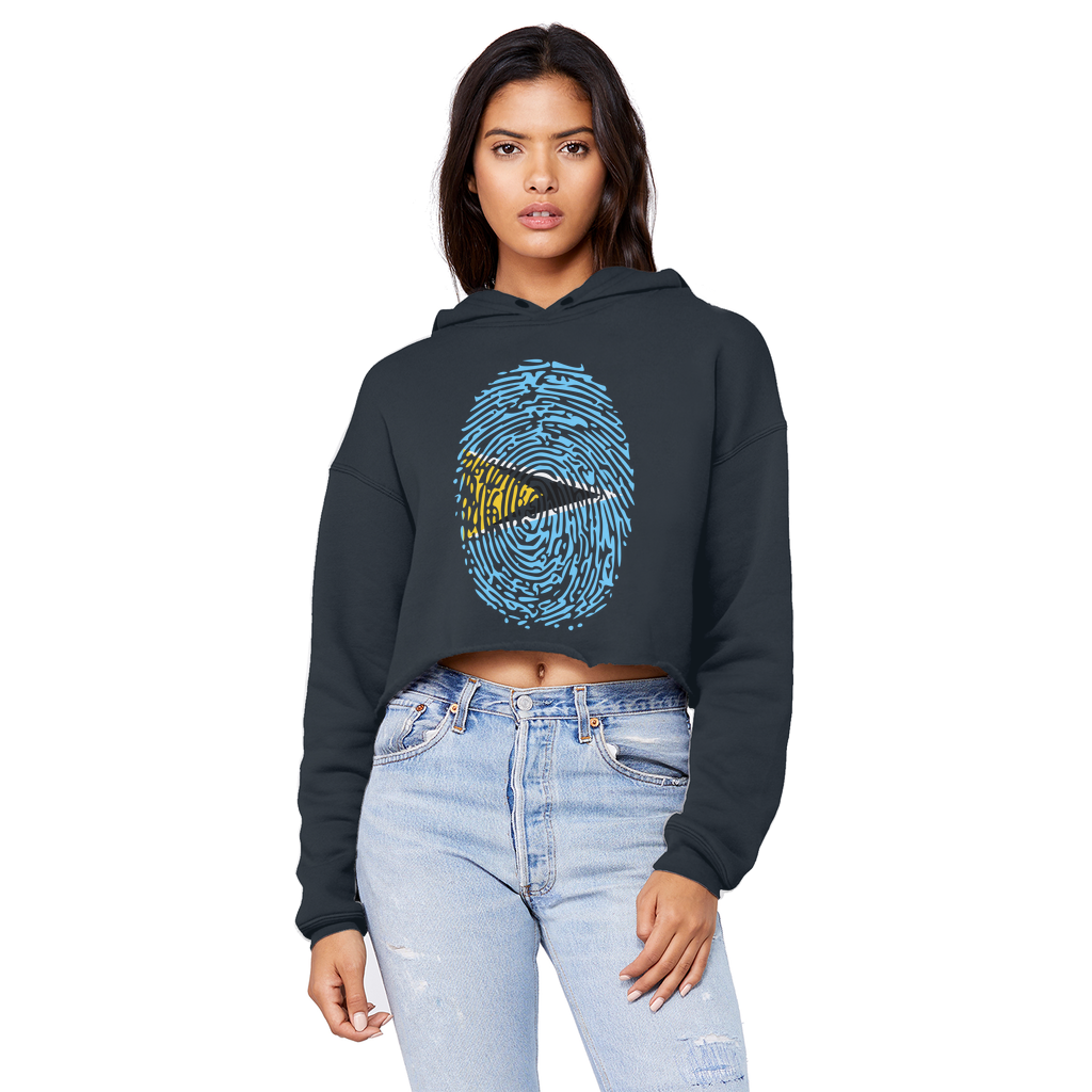 Saint Lucia Fingerprint Cropped Raw Edge Boyfriend Hoodie