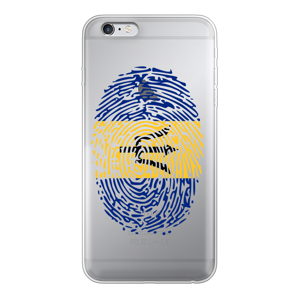 Barbados-Fingerprint Back Printed Transparent Hard Phone Case