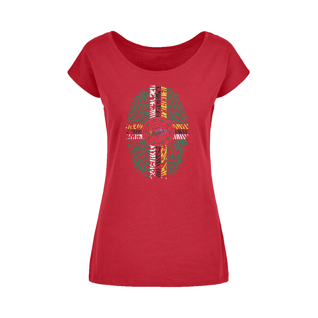 Dominica Fingerprint Wide Neck Womens T-Shirt XS-5XL