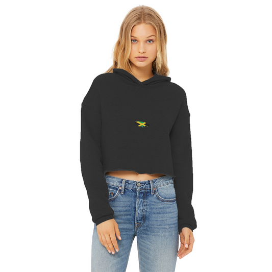 Jamaica Ladies Cropped Raw Edge Hoodie