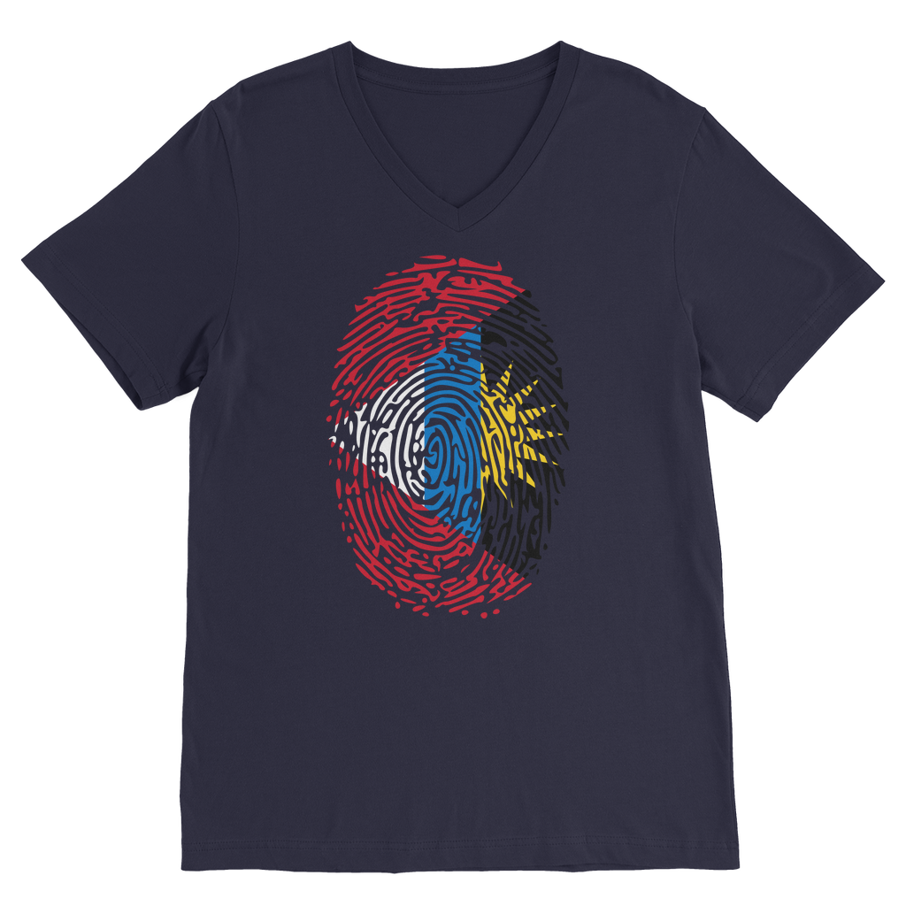 Antigua and Barbuda-Fingerprint Classic V-Neck T-Shirt