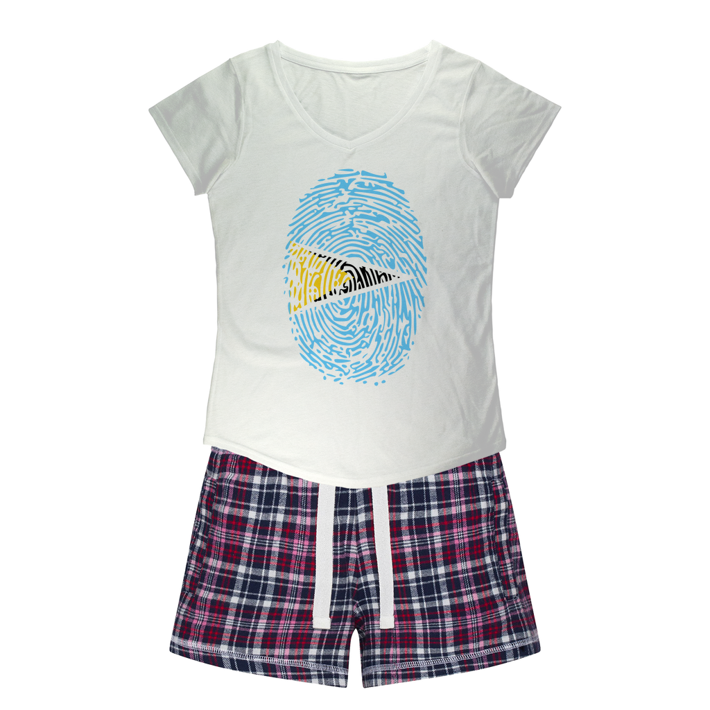 Saint Lucia Fingerprint Women's Sleepy Tee and Flannel Short