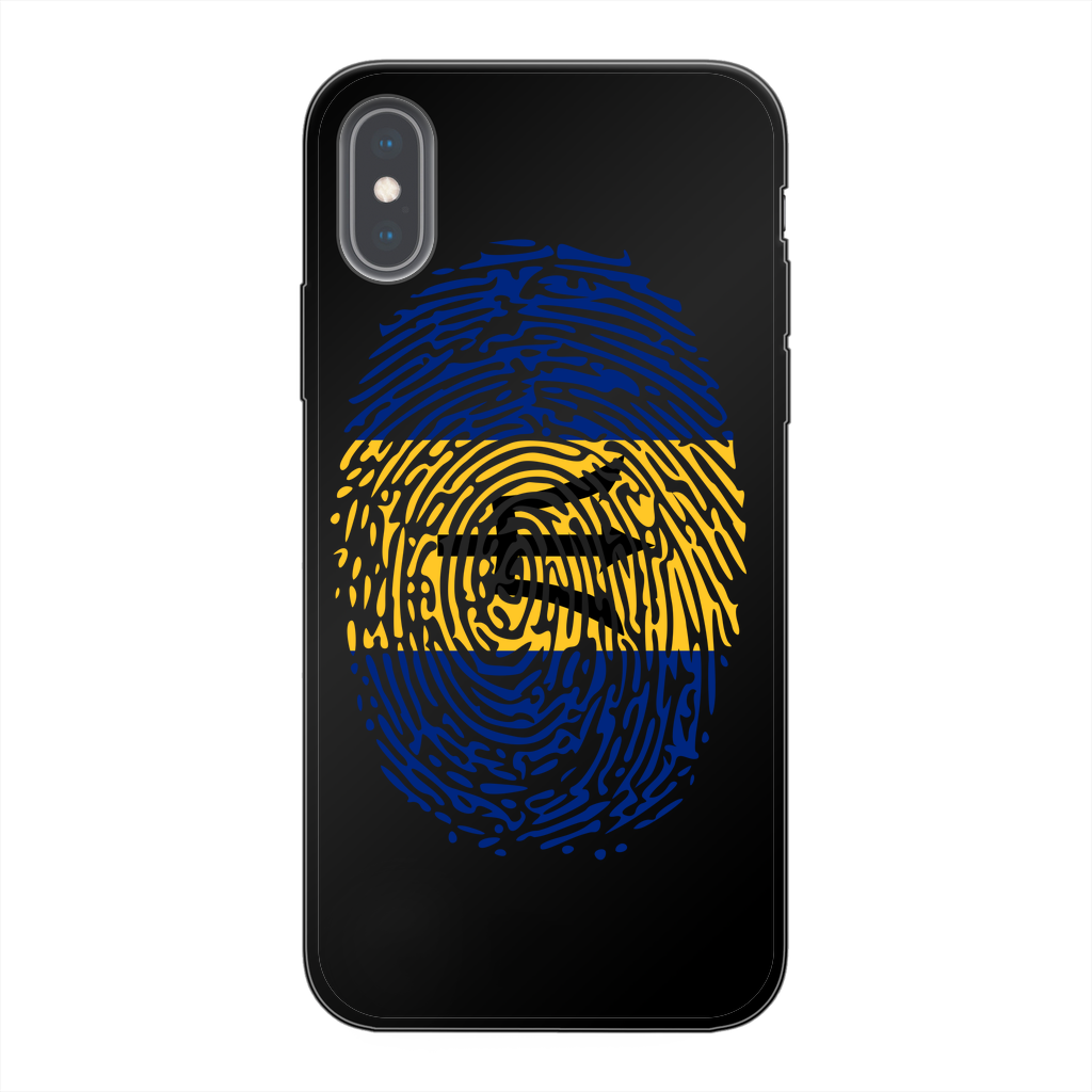 Barbados-Fingerprint Back Printed Black Soft Phone Case