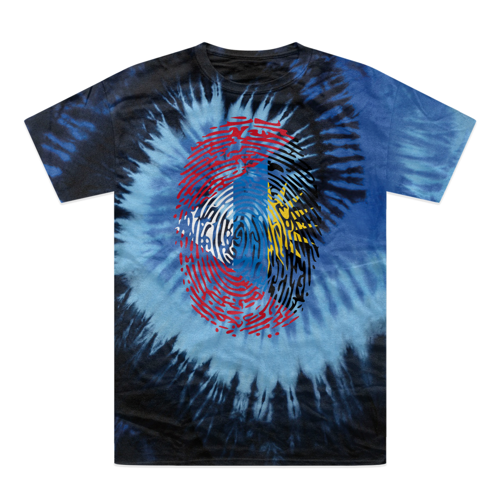 Antigua and Barbuda-Fingerprint Tie-Dye T-Shirt