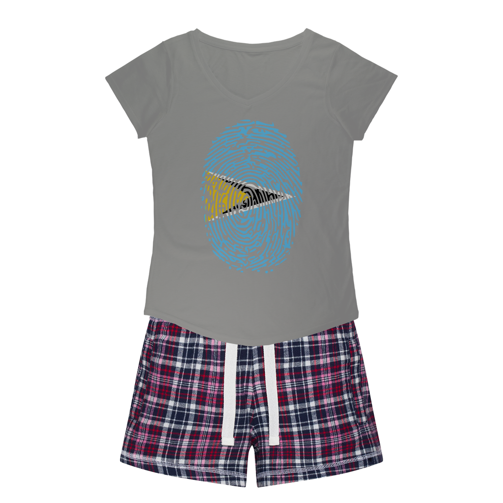 Saint Lucia Fingerprint Women's Sleepy Tee and Flannel Short