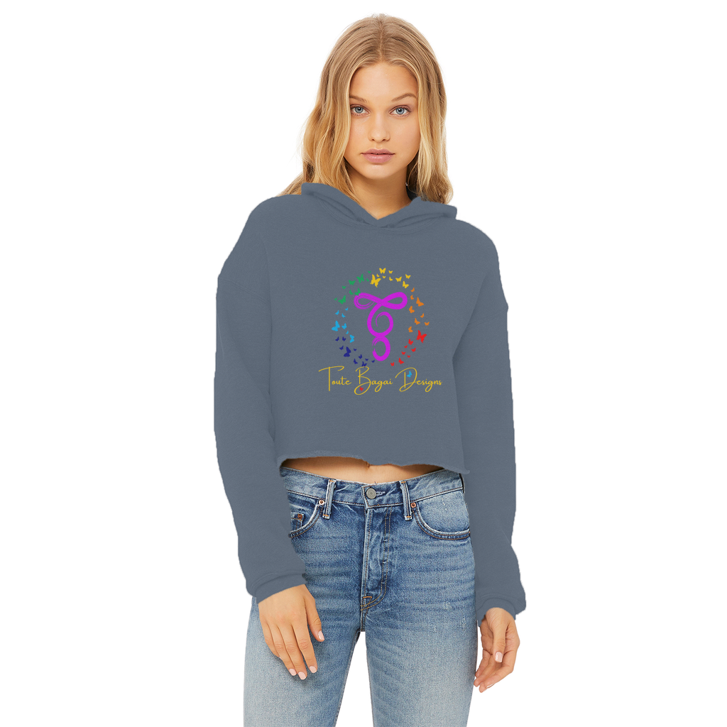 Toute Bagai Ladies Cropped Raw Edge Hoodie