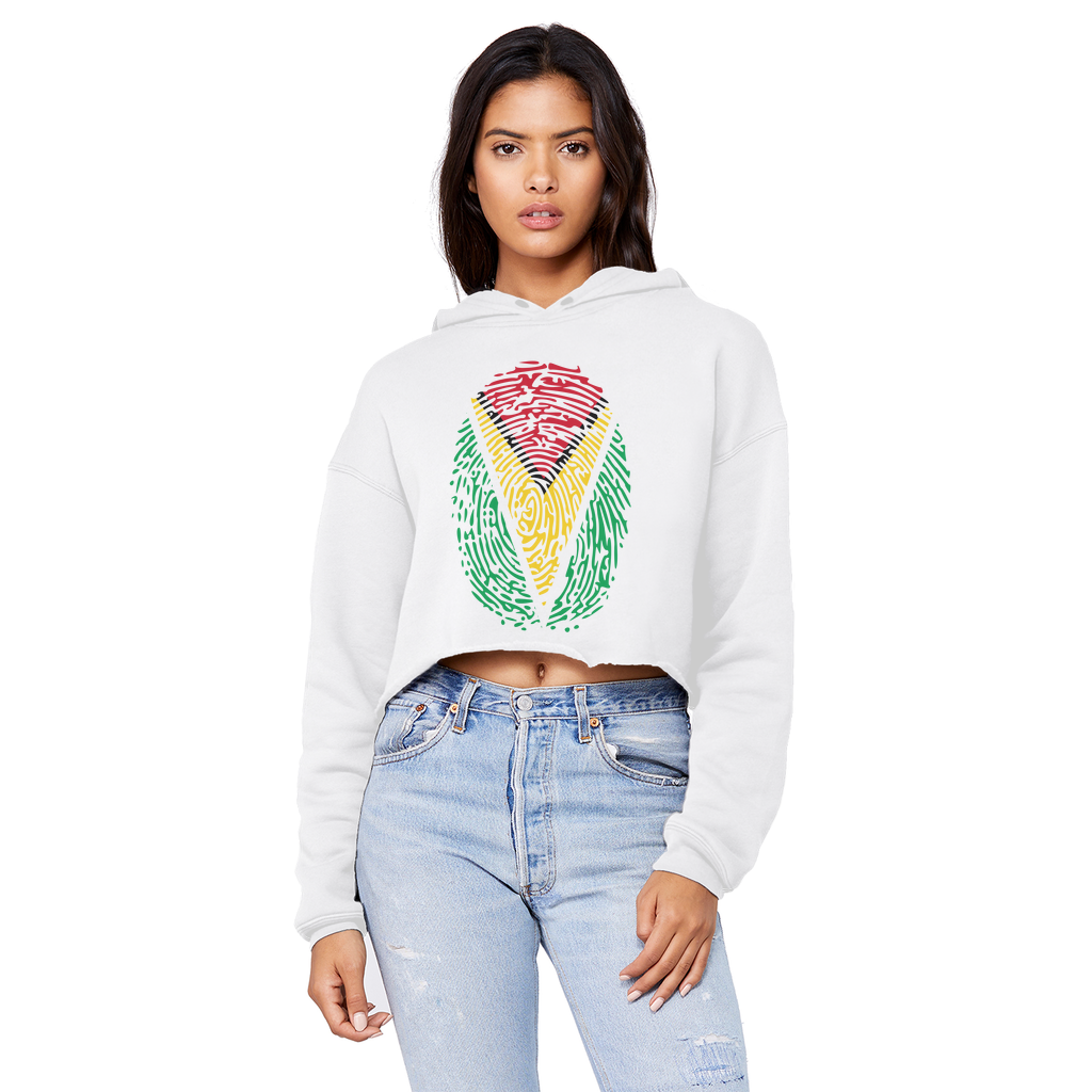 Guyana-Fingerprint Cropped Raw Edge Boyfriend Hoodie