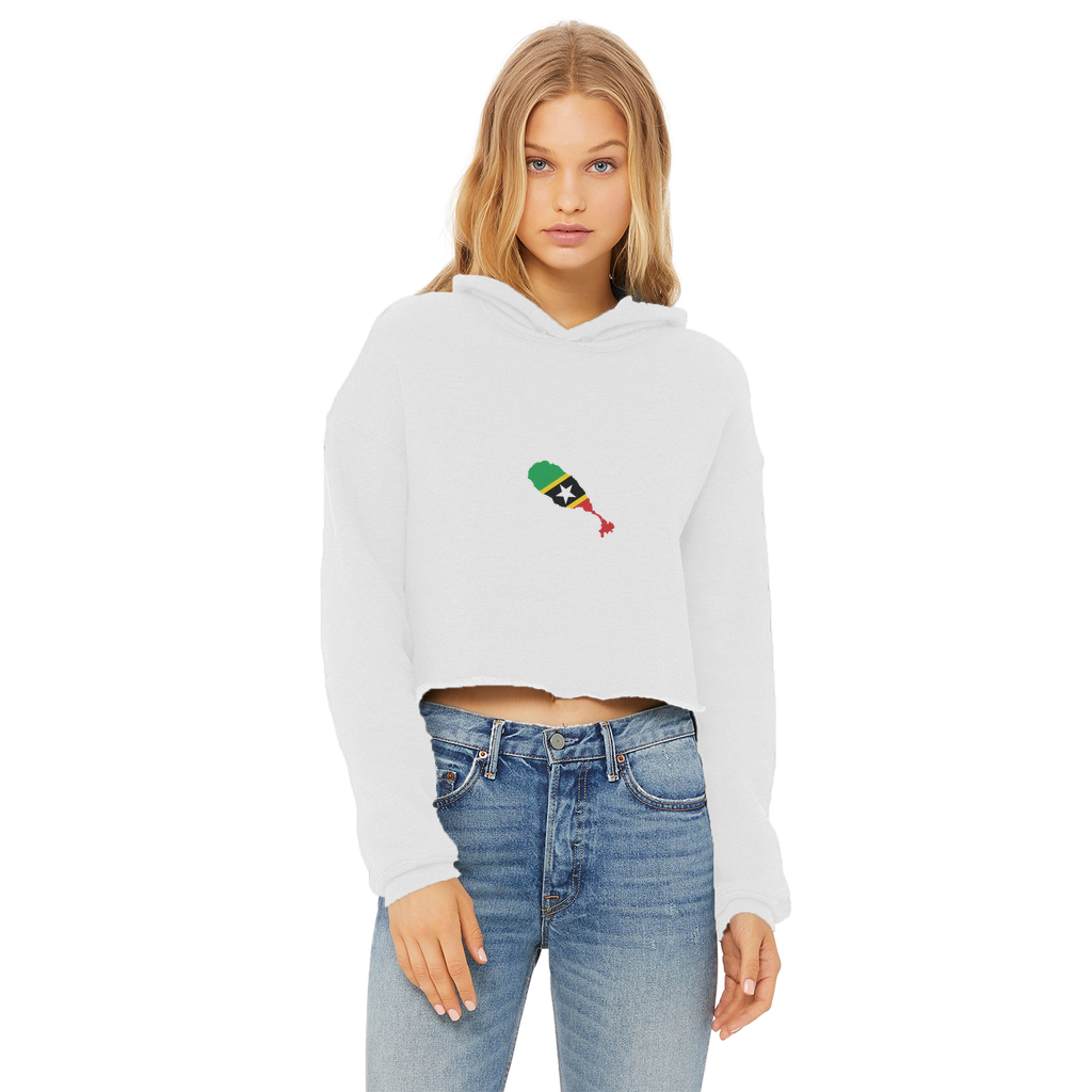 ST. KITTS & NEVIS Ladies Cropped Raw Edge Hoodie